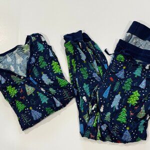 Women's Little Sleepies Pajamas Blue with Christmas Trees